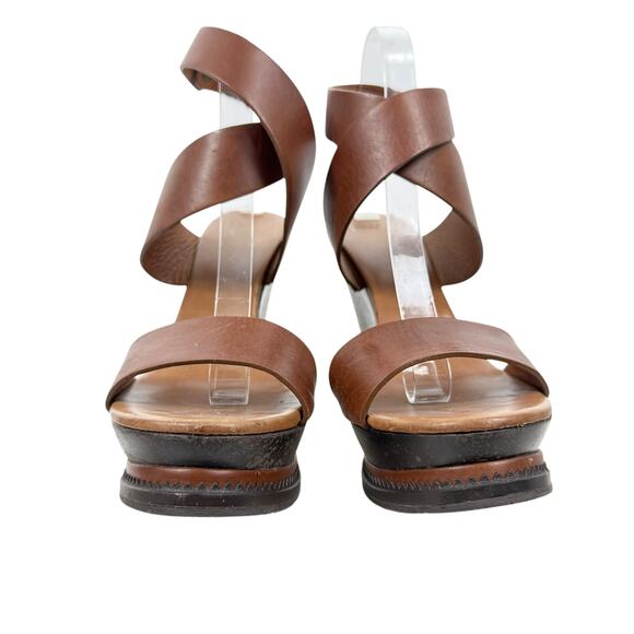 Diane Von Furstenberg Omni Ankle Wrap Platform Wedge Sandals Brown Size 9.5 - Picture 4 of 9